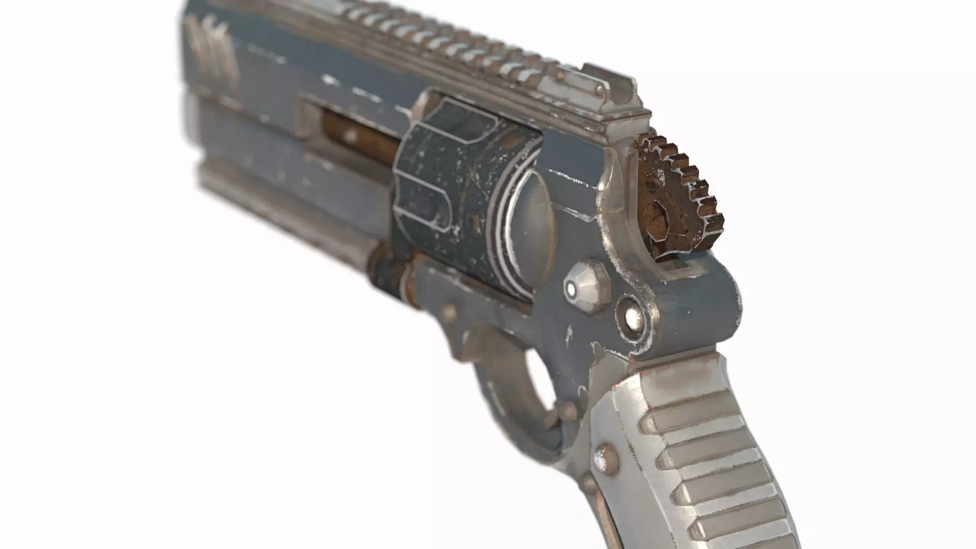 Future apocalypse wasteland style weapon revolver 3D model_6