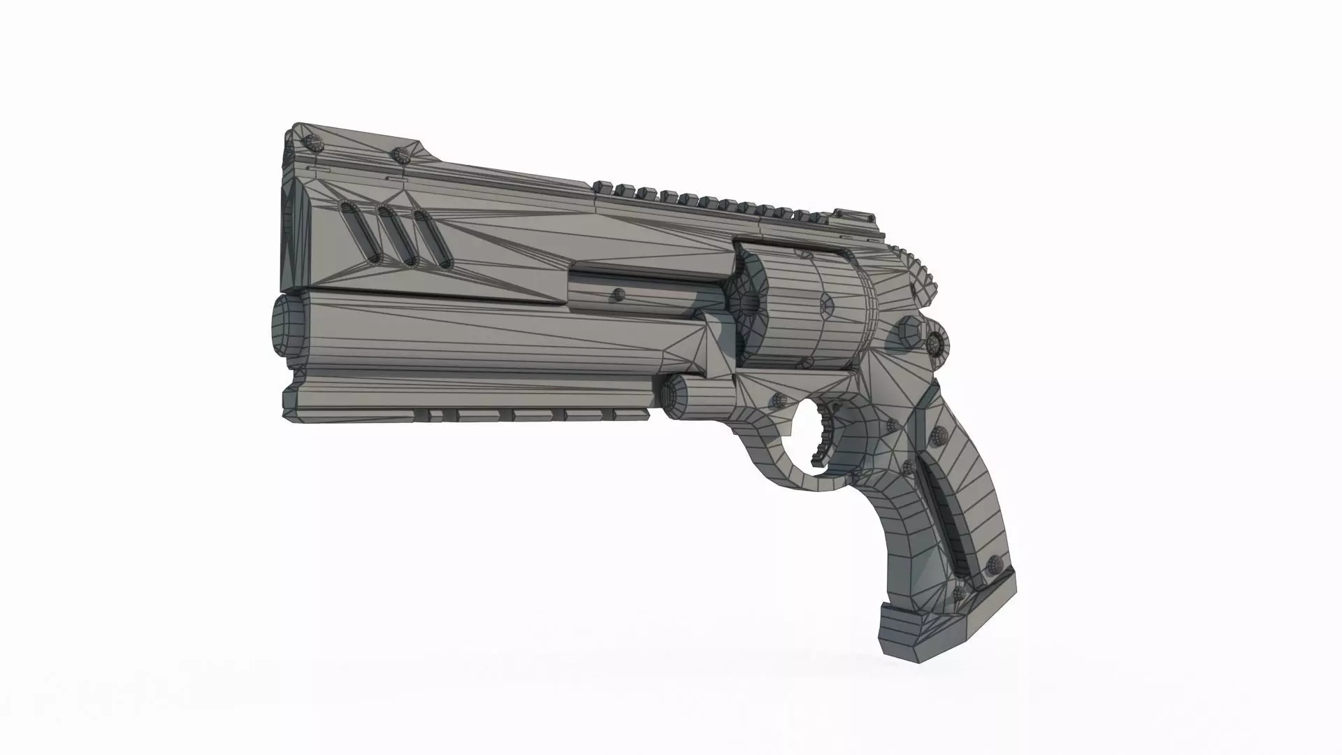 Future apocalypse wasteland style weapon revolver 3D model_8
