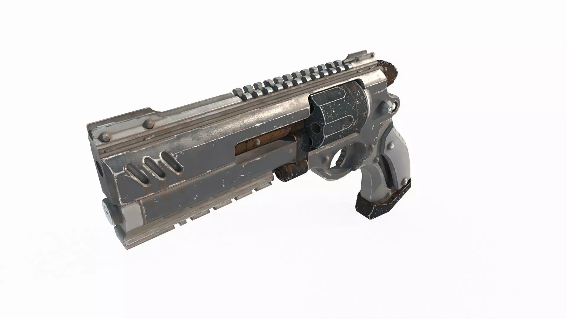 Future apocalypse wasteland style weapon revolver 3D model_3