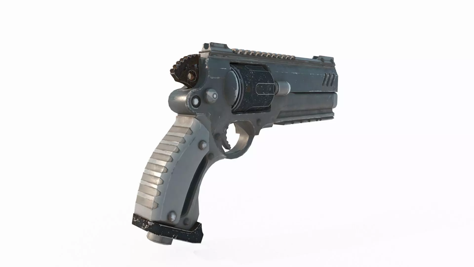 Future apocalypse wasteland style weapon revolver 3D model_4