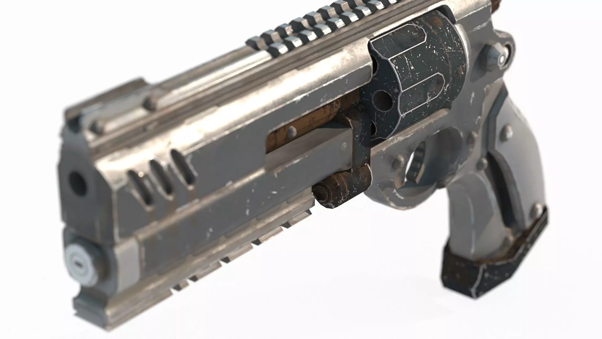 Future apocalypse wasteland style weapon revolver 3D model_5