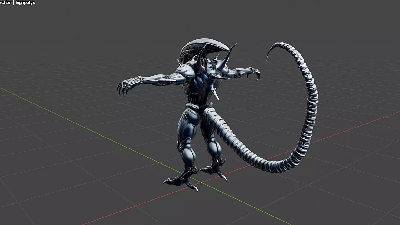 Xenomorph - 3D High quality model Low-poly 3D model_8