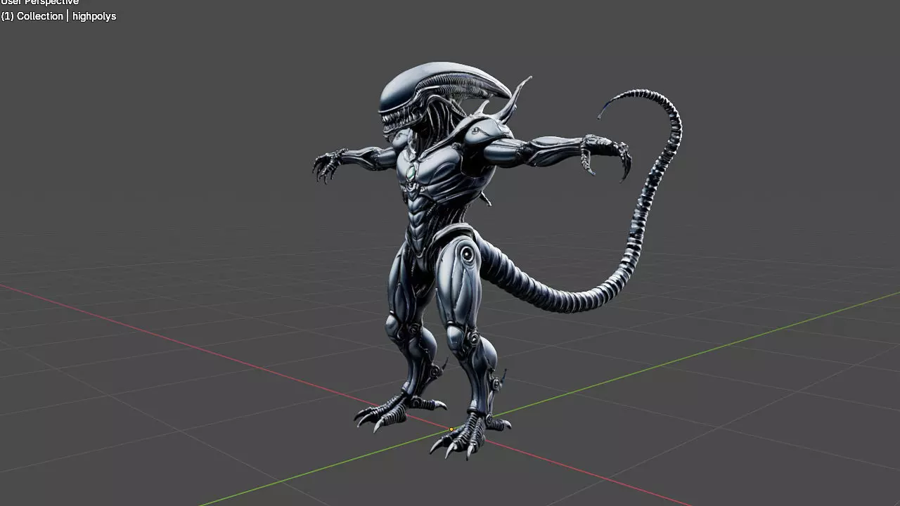 Xenomorph - 3D High quality model Low-poly 3D model_7