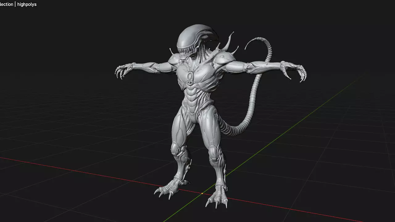 Xenomorph - 3D High quality model Low-poly 3D model_5