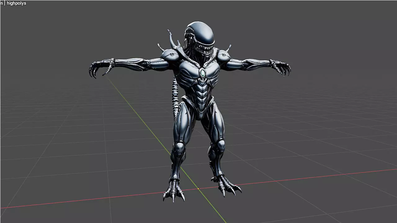 Xenomorph - 3D High quality model Low-poly 3D model_0
