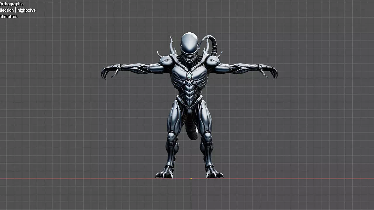 Xenomorph - 3D High quality model Low-poly 3D model_3