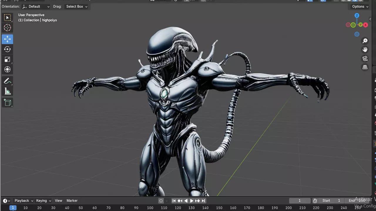 Xenomorph - 3D High quality model Low-poly 3D model_2