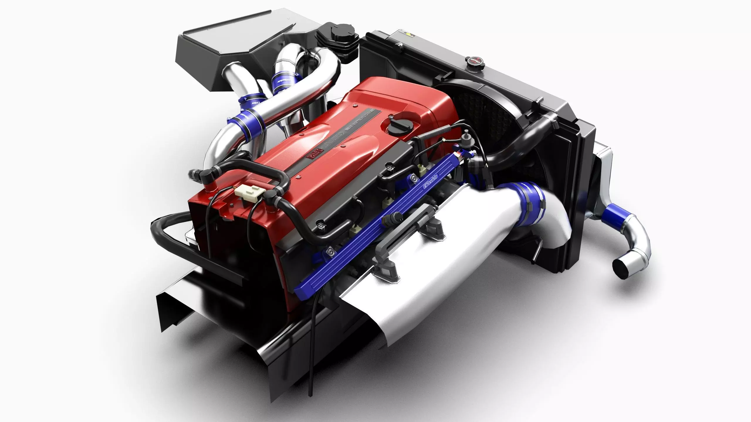 RB26DETT Greddy Engine Low-poly 3D model_2