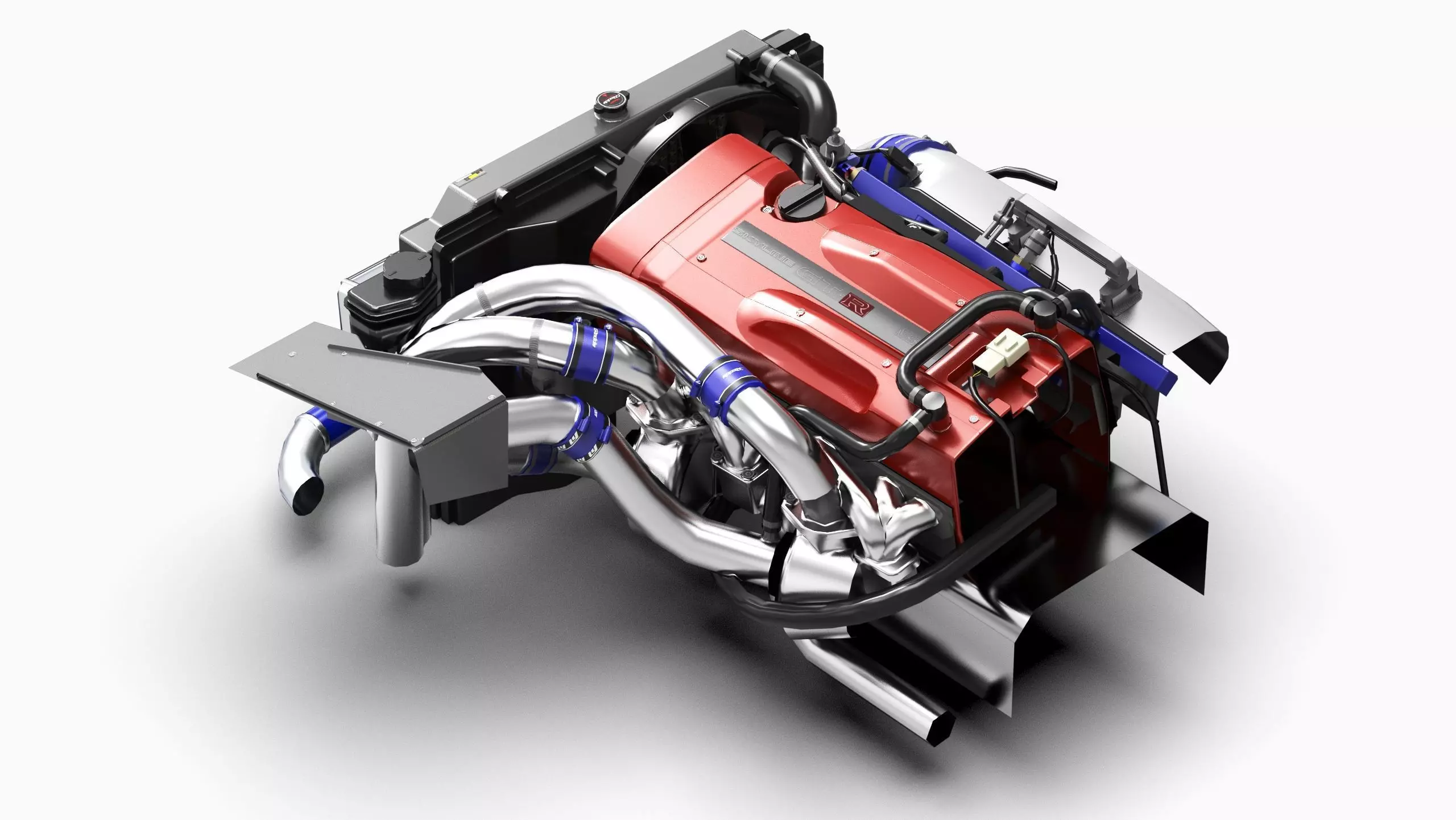 RB26DETT Greddy Engine Low-poly 3D model_5