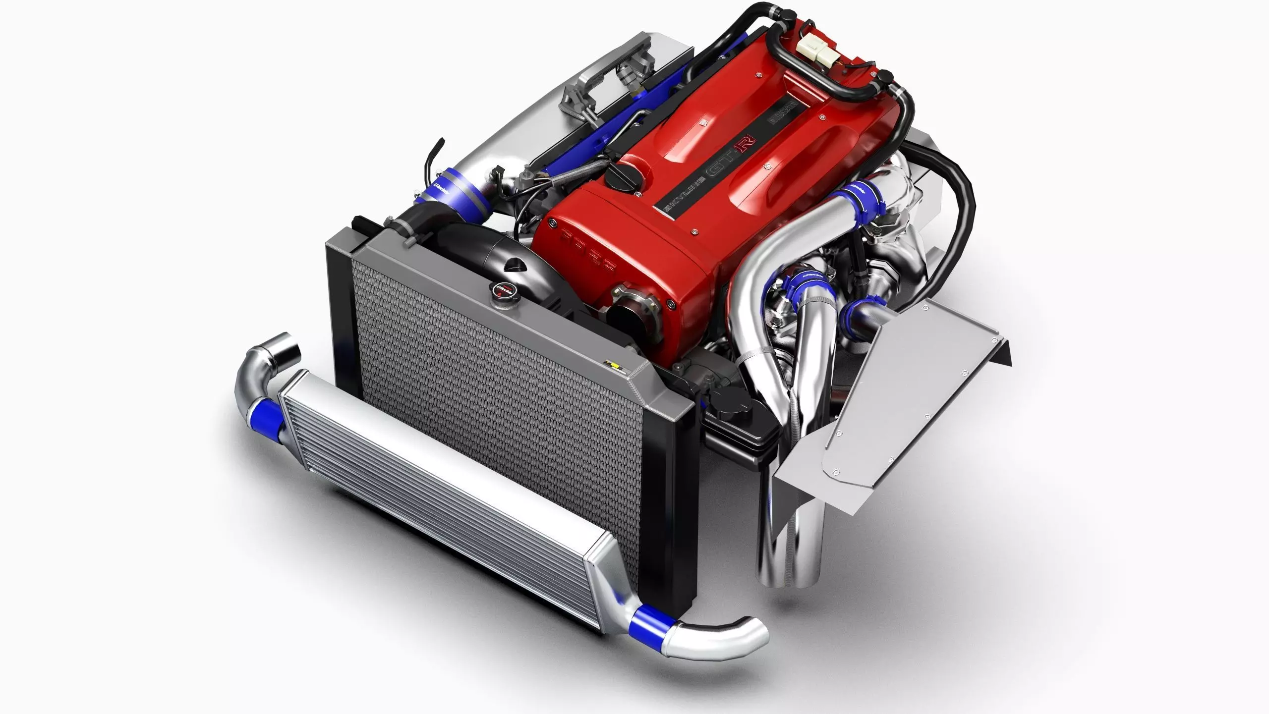 RB26DETT Greddy Engine Low-poly 3D model_0