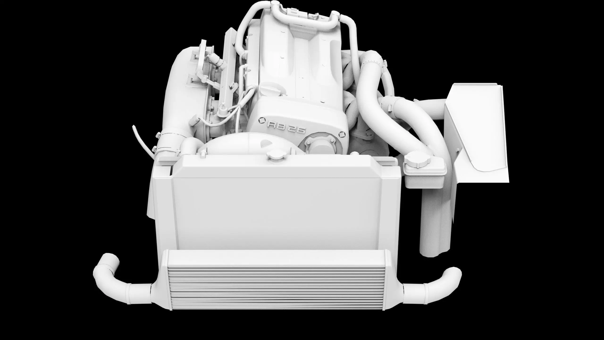 RB26DETT Greddy Engine Low-poly 3D model_8