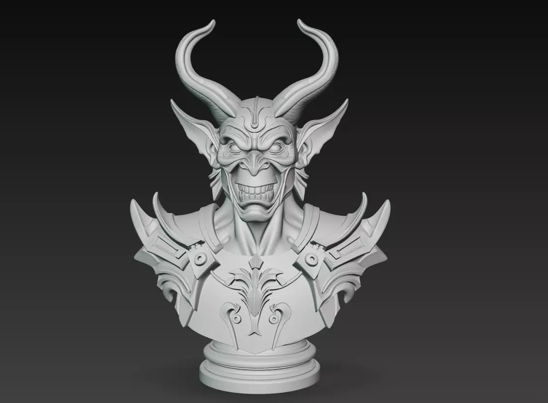 Hellforged Overlord - Demonic Armor Bust 3D Model 3D print model_6