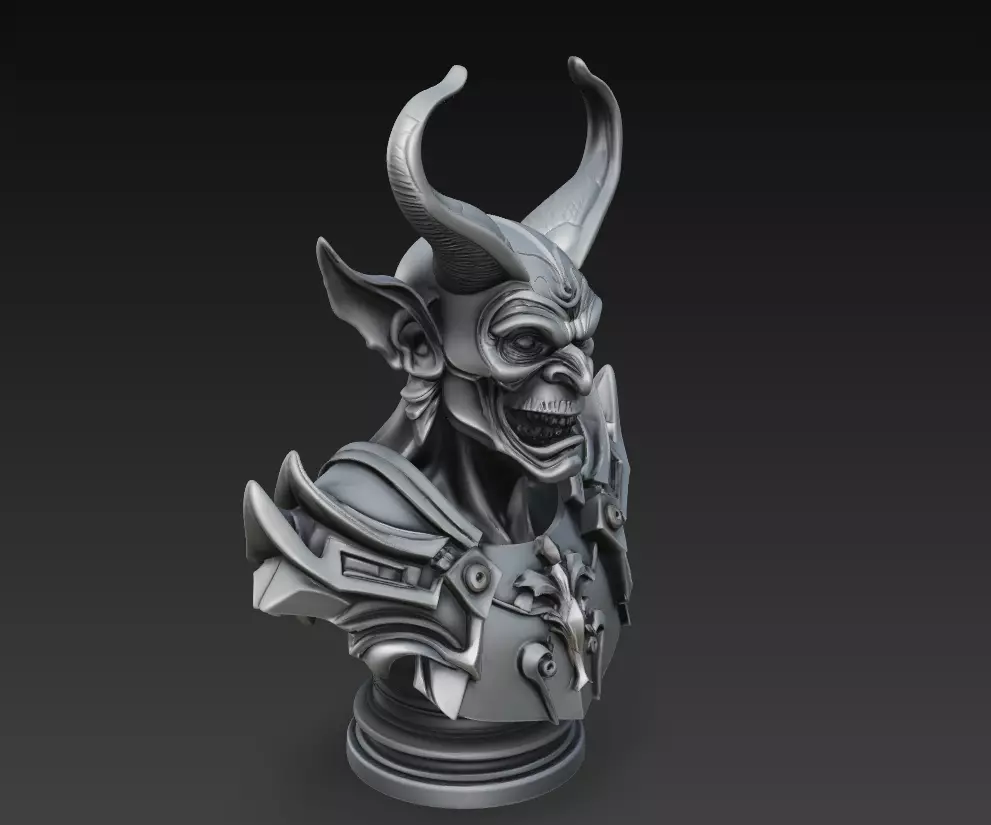 Hellforged Overlord - Demonic Armor Bust 3D Model 3D print model_3