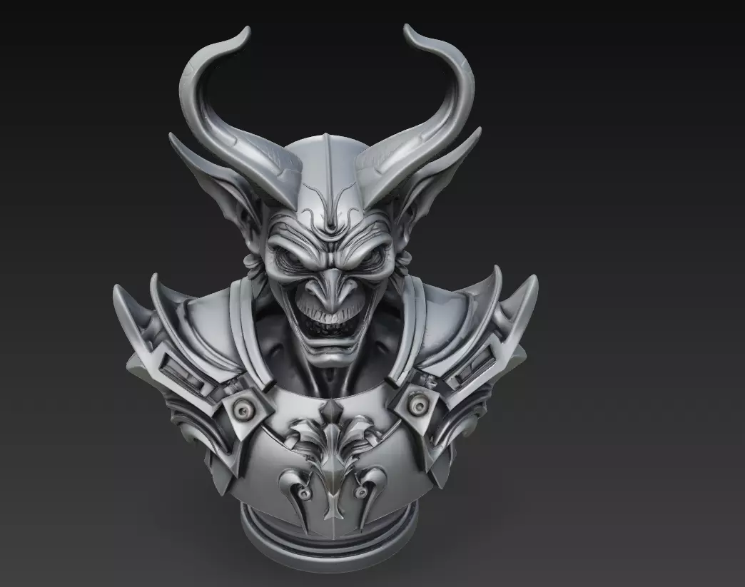 Hellforged Overlord - Demonic Armor Bust 3D Model 3D print model_1