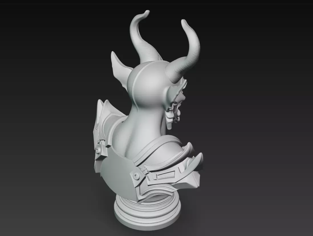 Hellforged Overlord - Demonic Armor Bust 3D Model 3D print model_9