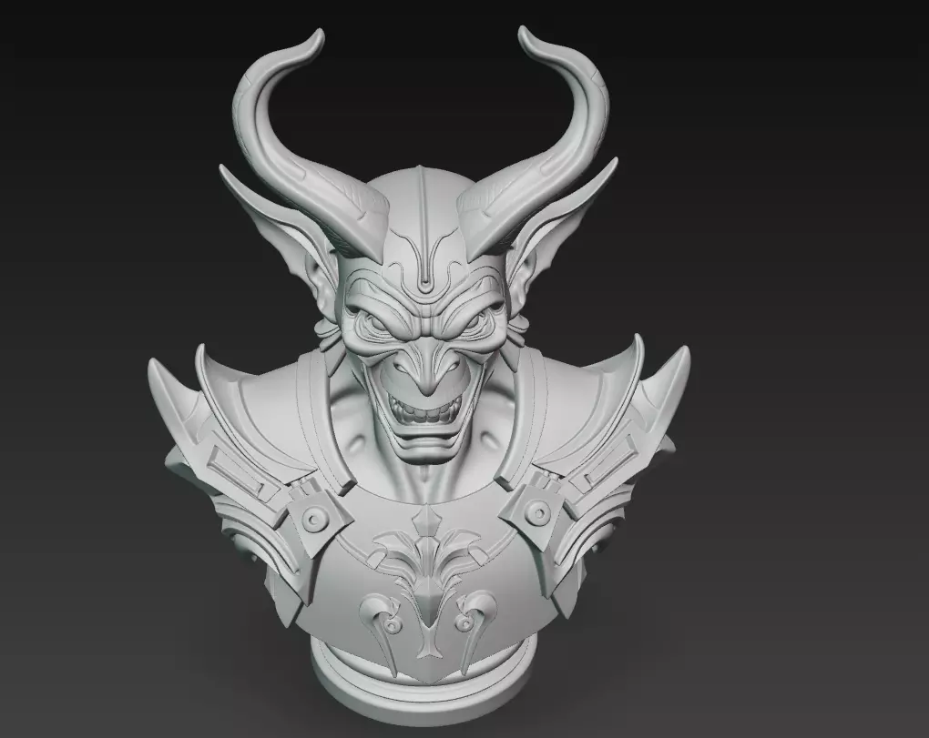 Hellforged Overlord - Demonic Armor Bust 3D Model 3D print model_10