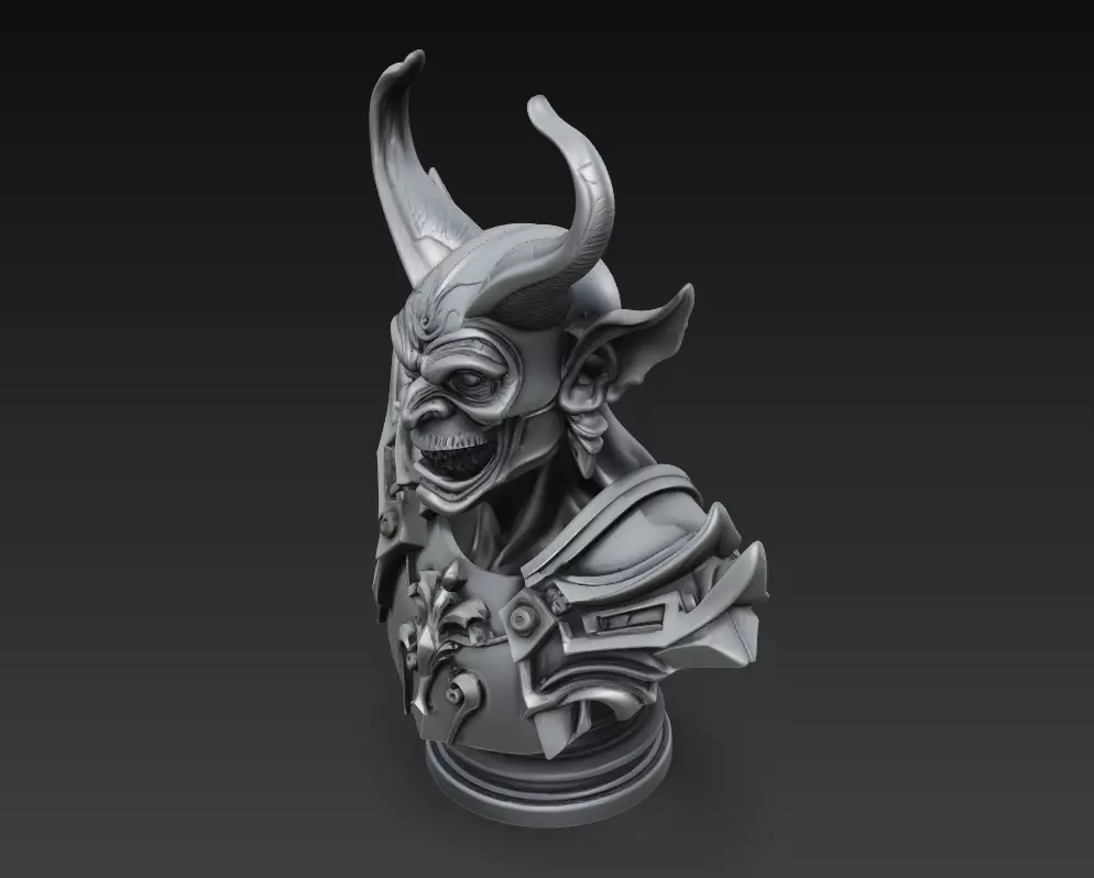 Hellforged Overlord - Demonic Armor Bust 3D Model 3D print model_2