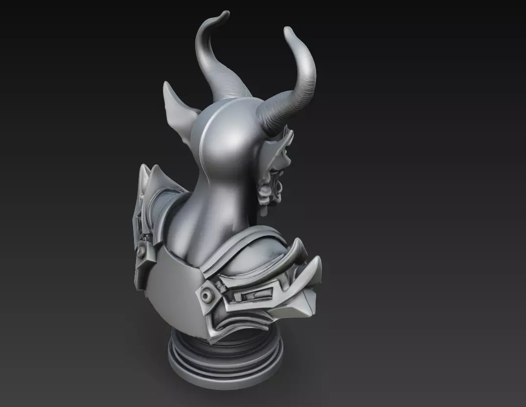 Hellforged Overlord - Demonic Armor Bust 3D Model 3D print model_5