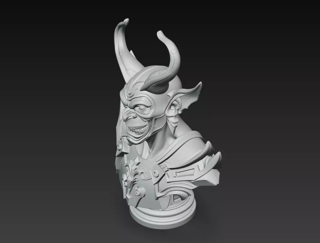 Hellforged Overlord - Demonic Armor Bust 3D Model 3D print model_8