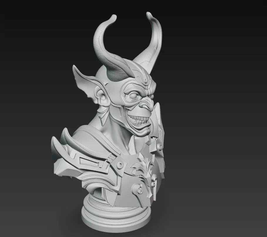 Hellforged Overlord - Demonic Armor Bust 3D Model 3D print model_7