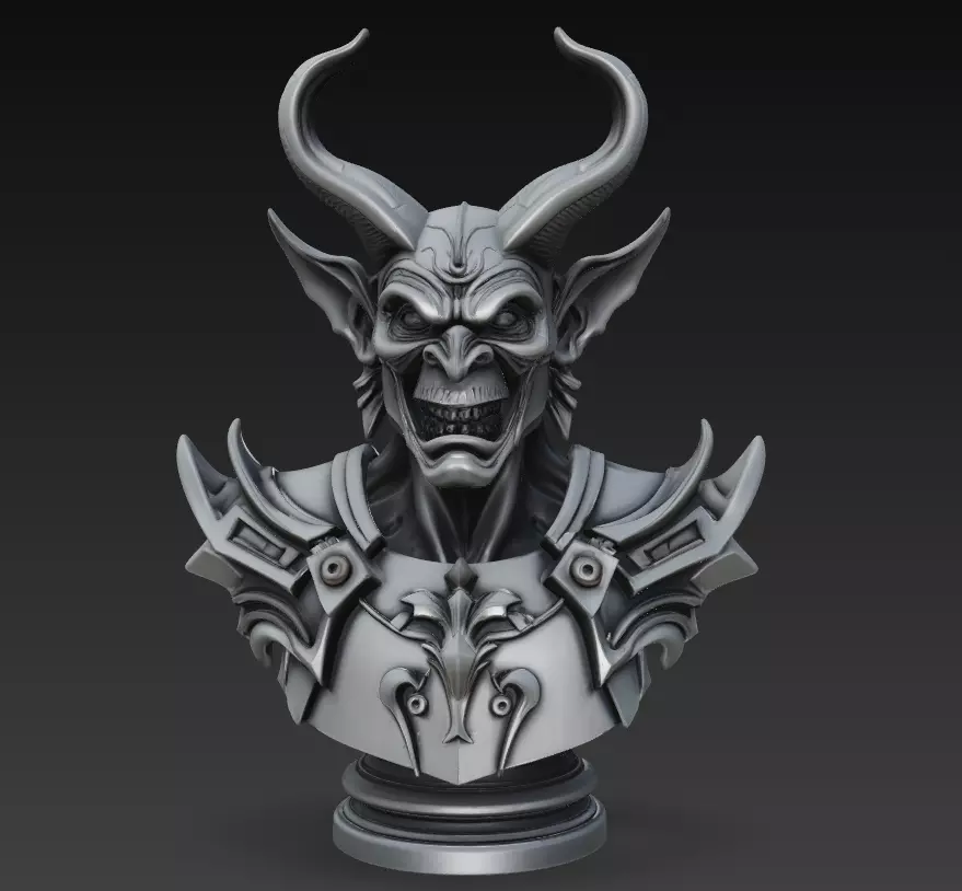 Hellforged Overlord - Demonic Armor Bust 3D Model 3D print model_0