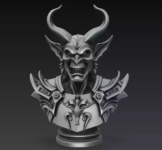 Hellforged Overlord - Demonic Armor Bust 3D Model 3D print model Hellforged Overlord - Demonic Armor Bust 3D Model 3D print model