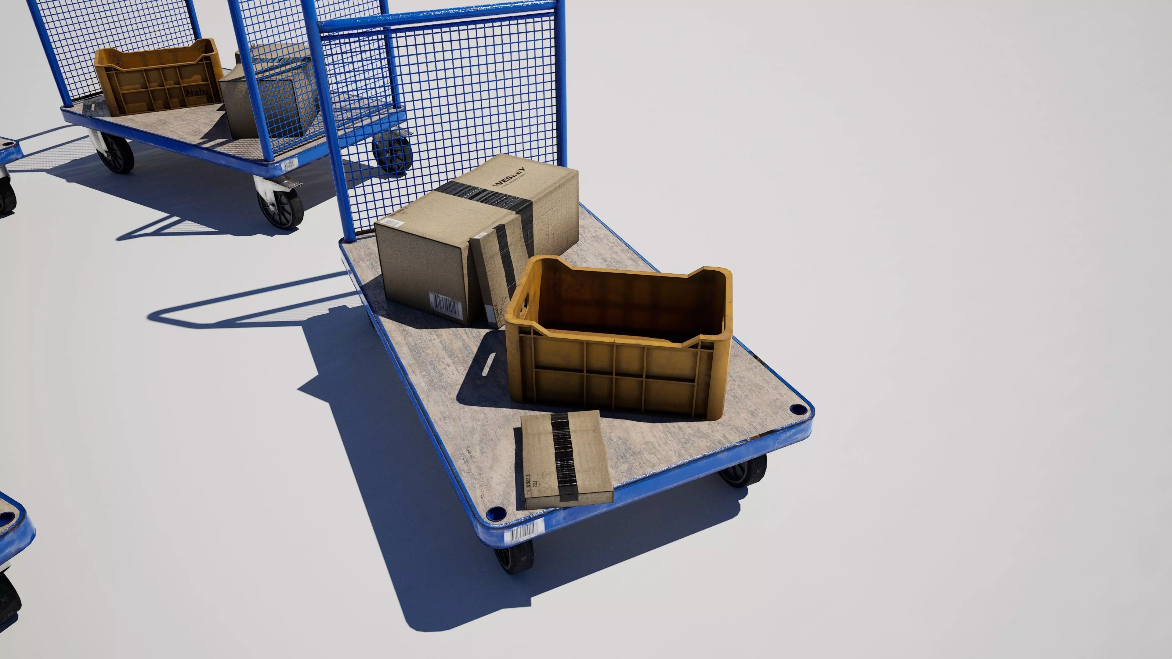 Industrial Logistics Platform Trolley Variation Pack Low-poly 3D model_2