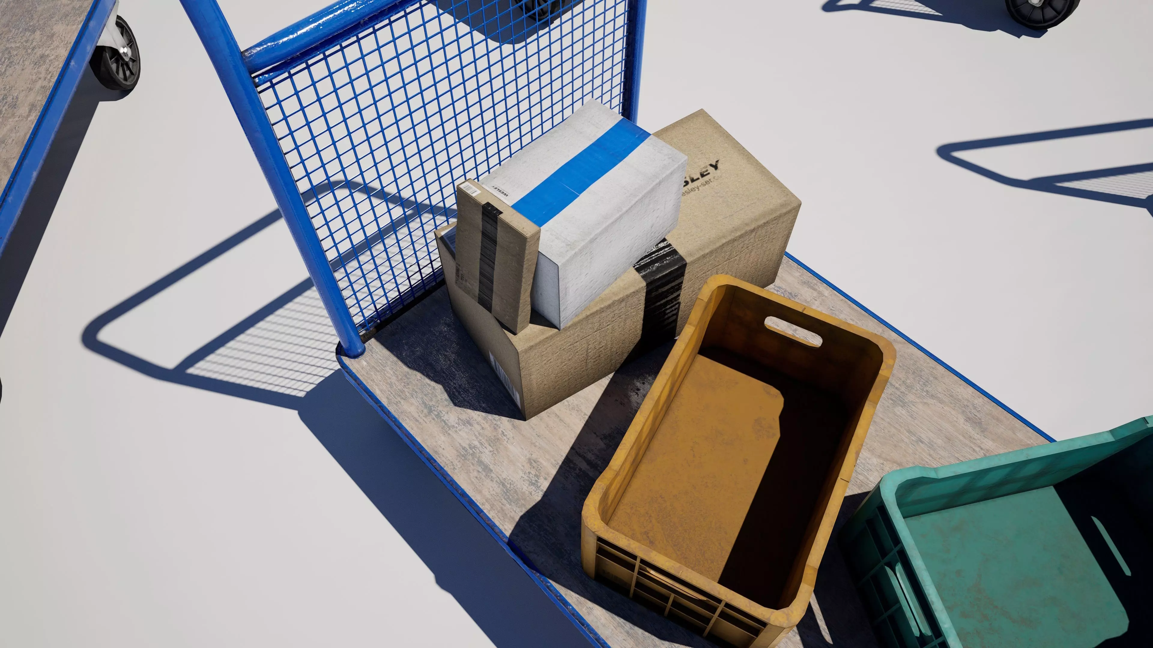 Industrial Logistics Platform Trolley Variation Pack Low-poly 3D model_1
