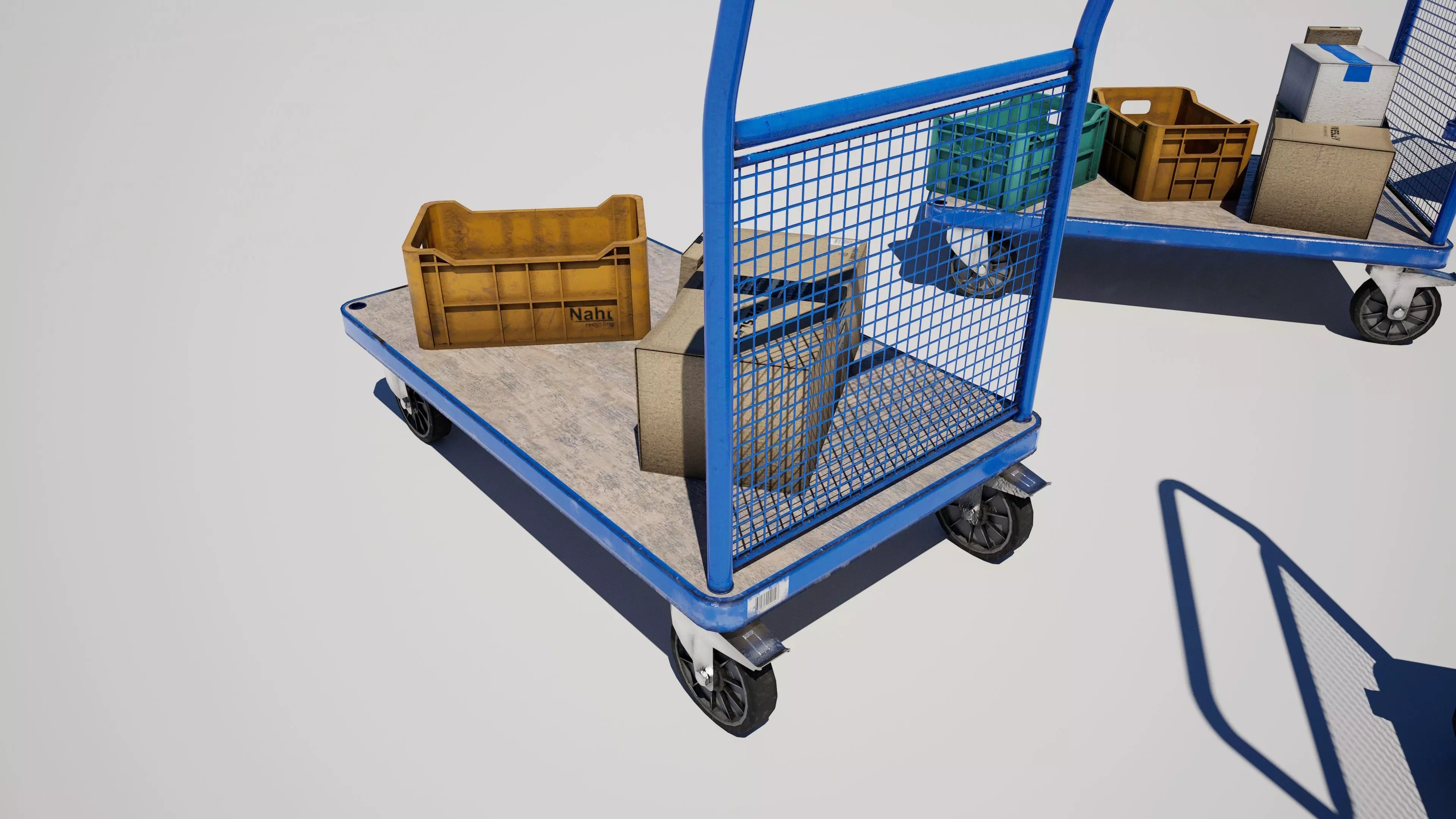 Industrial Logistics Platform Trolley Variation Pack Low-poly 3D model_3