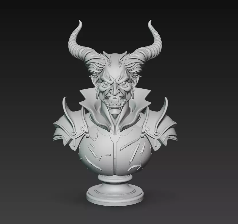 Hell Duke - Demonic Lord Bust 3D Model 3D print model_6