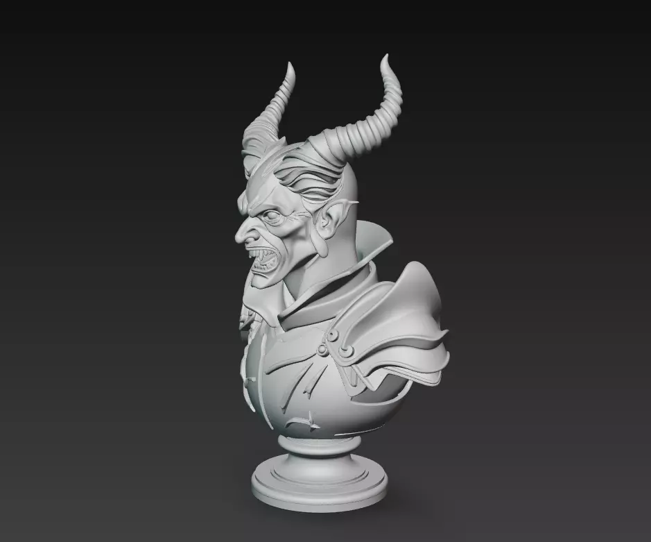 Hell Duke - Demonic Lord Bust 3D Model 3D print model_7