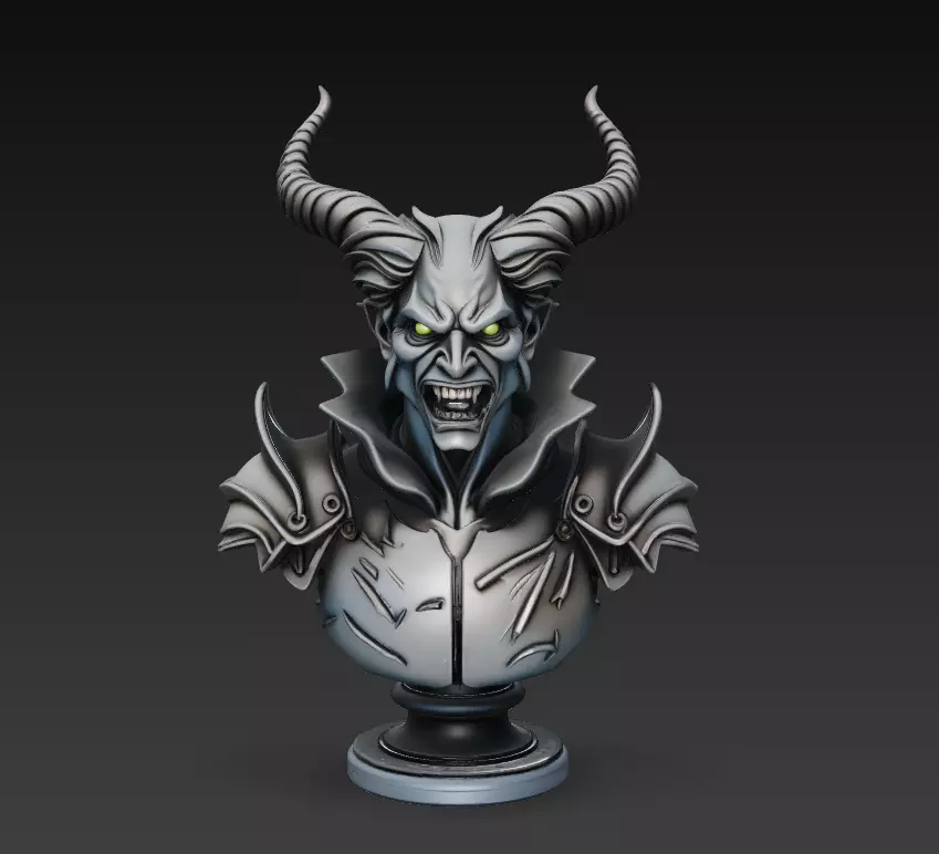 Hell Duke - Demonic Lord Bust 3D Model 3D print model_0