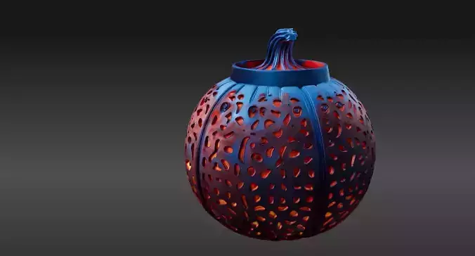 Pumpkin Candle Lantern 3D Model Decorative Pumpkin Light Low-poly 3D model