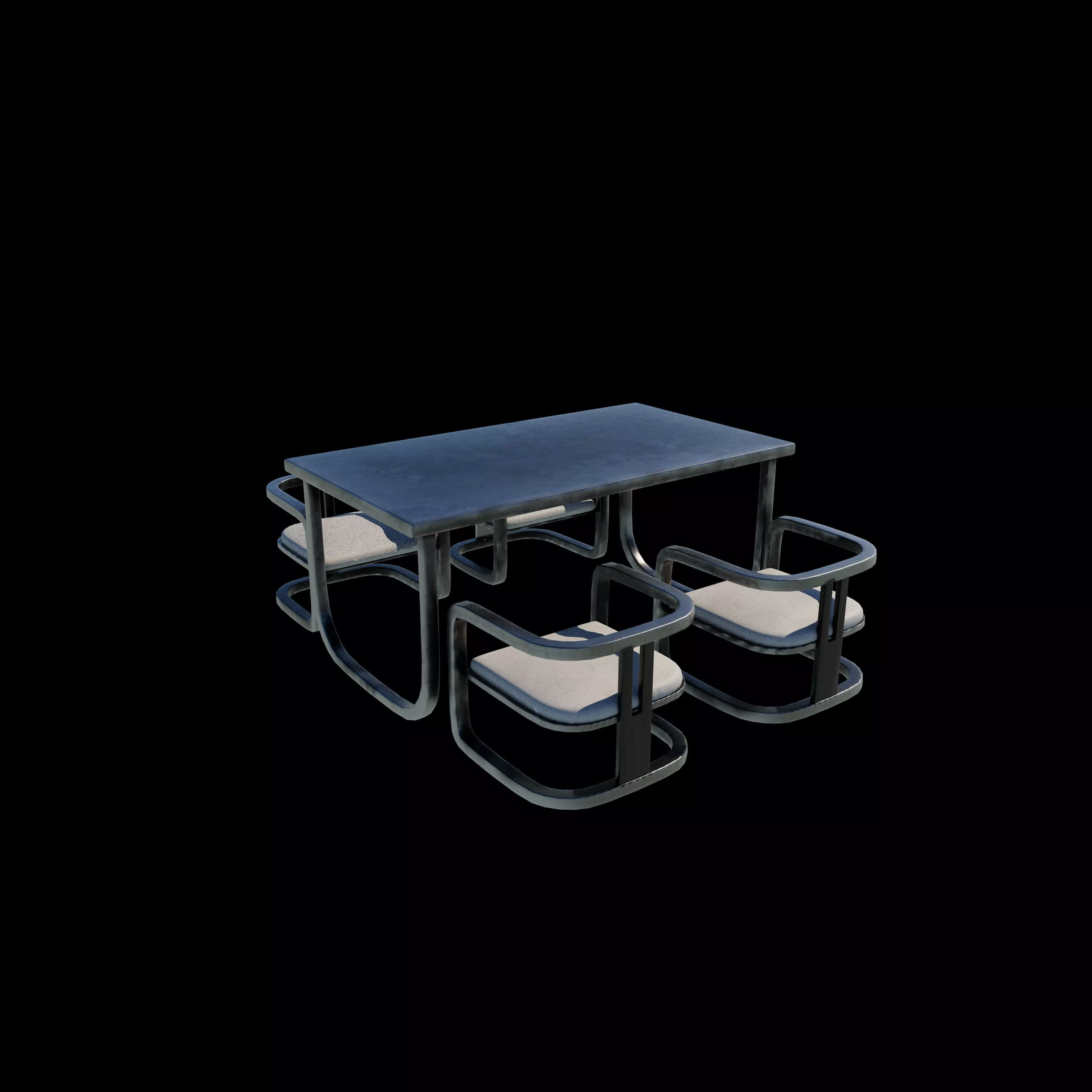 dining table and chairs set 3D model_9