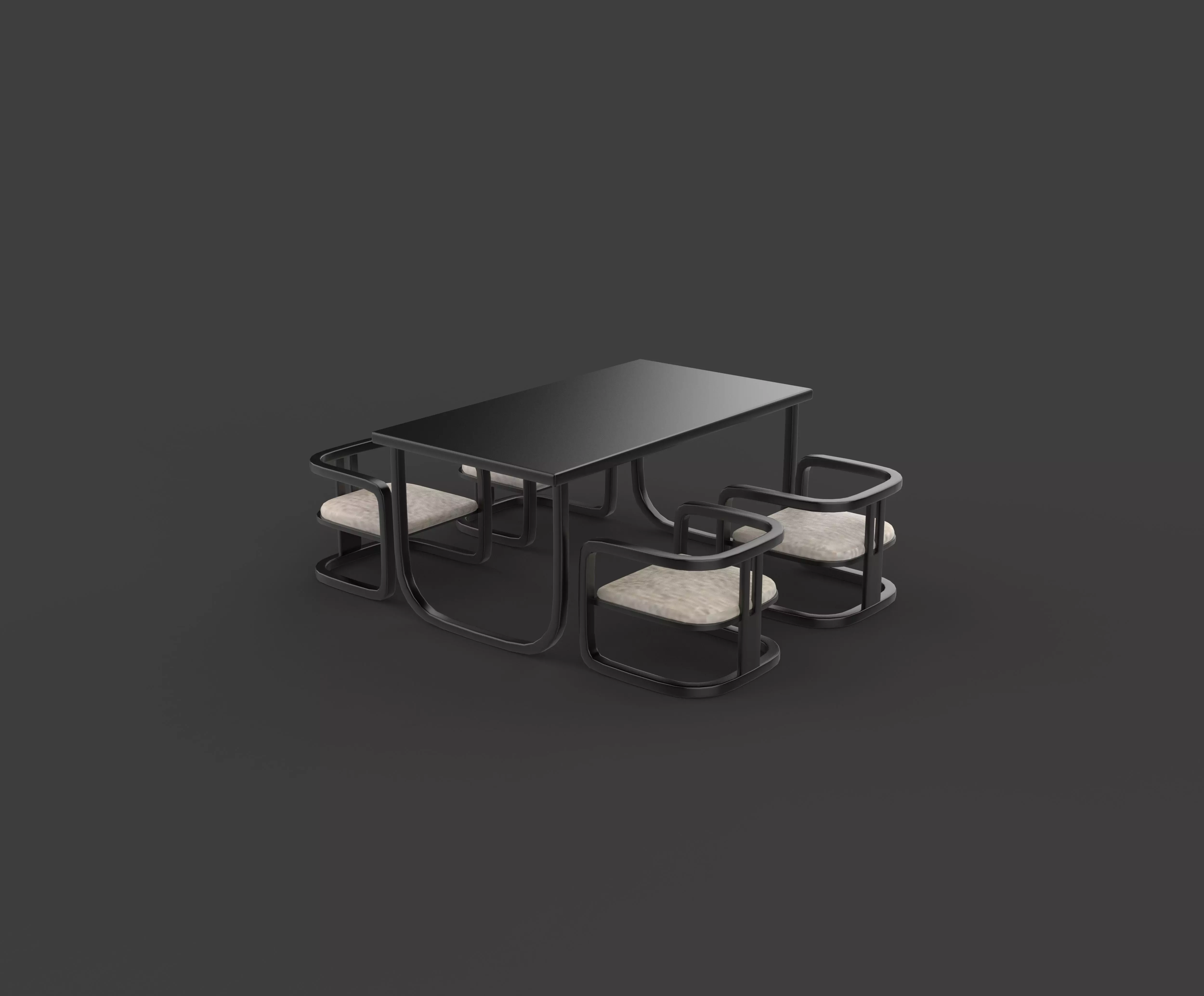 dining table and chairs set 3D model_5