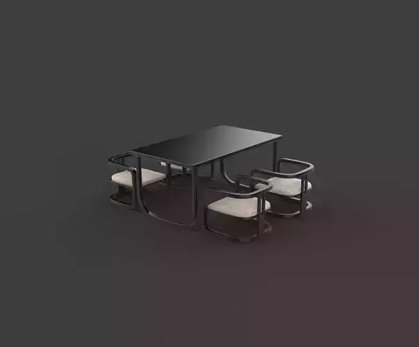 dining table and chairs set 3D model 5