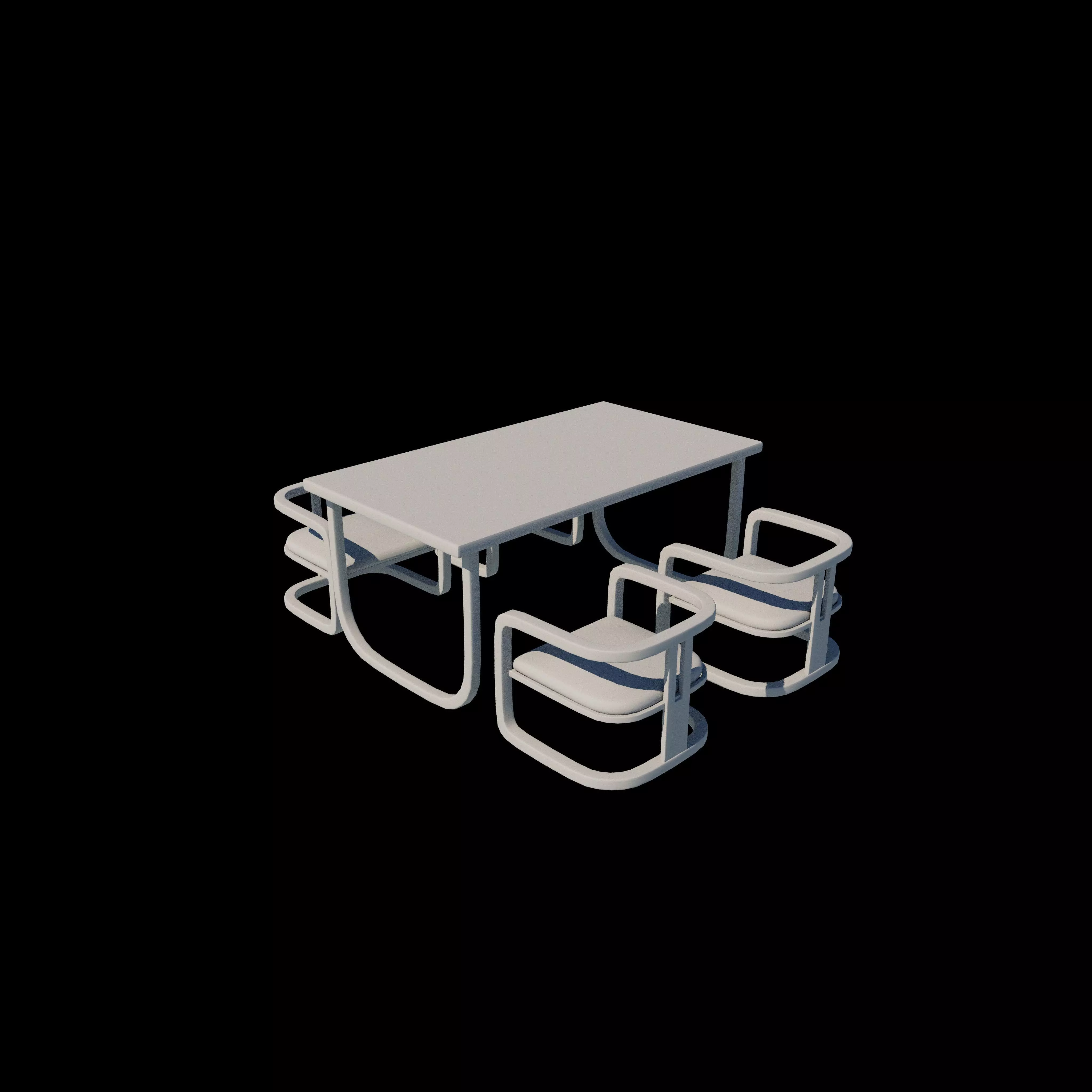 dining table and chairs set 3D model_12