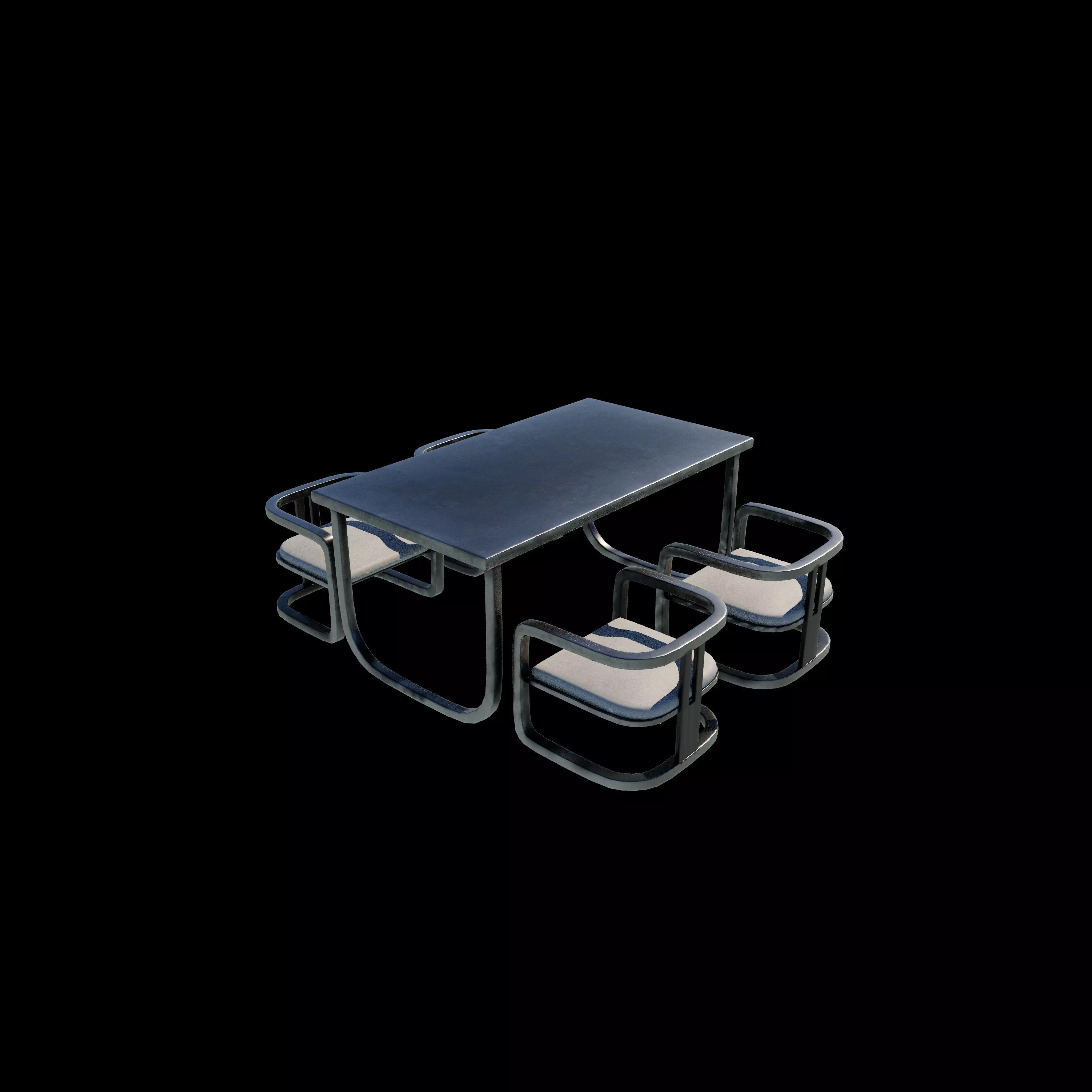 dining table and chairs set 3D model_7