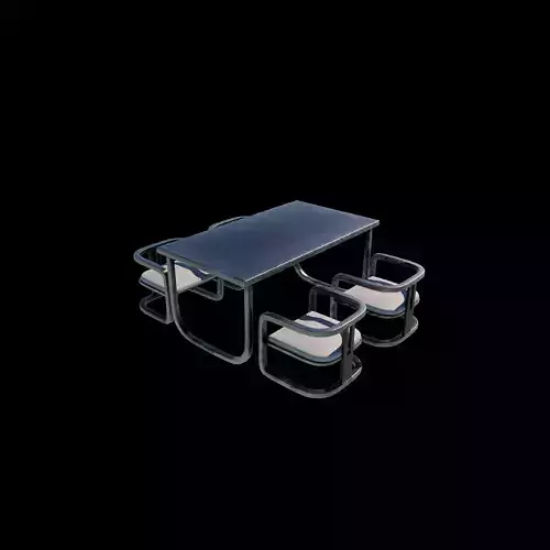 dining table and chairs set 3D model 7