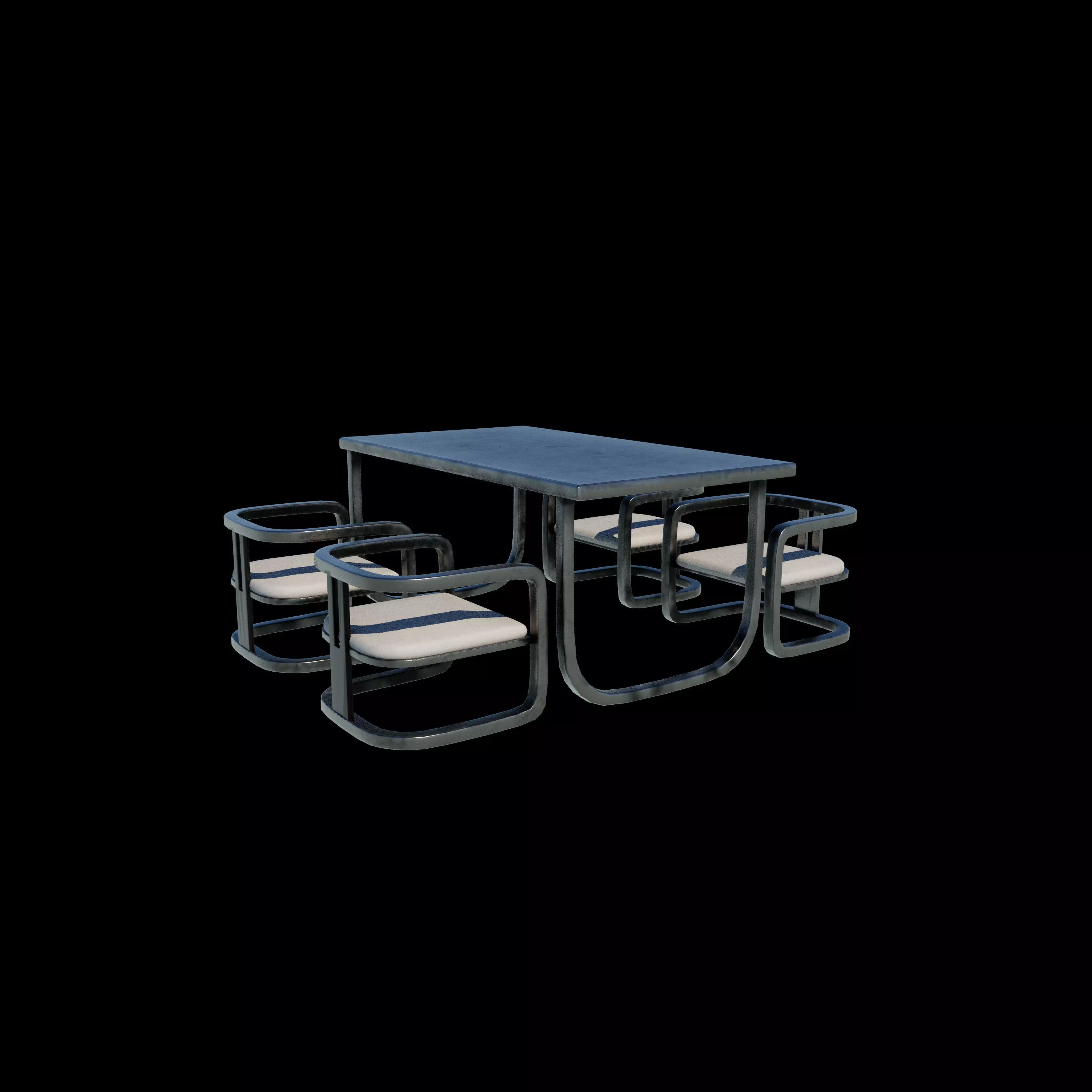 dining table and chairs set 3D model_11