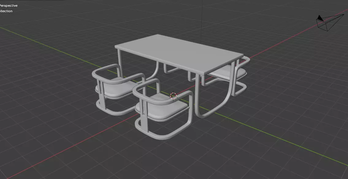 dining table and chairs set 3D model_13