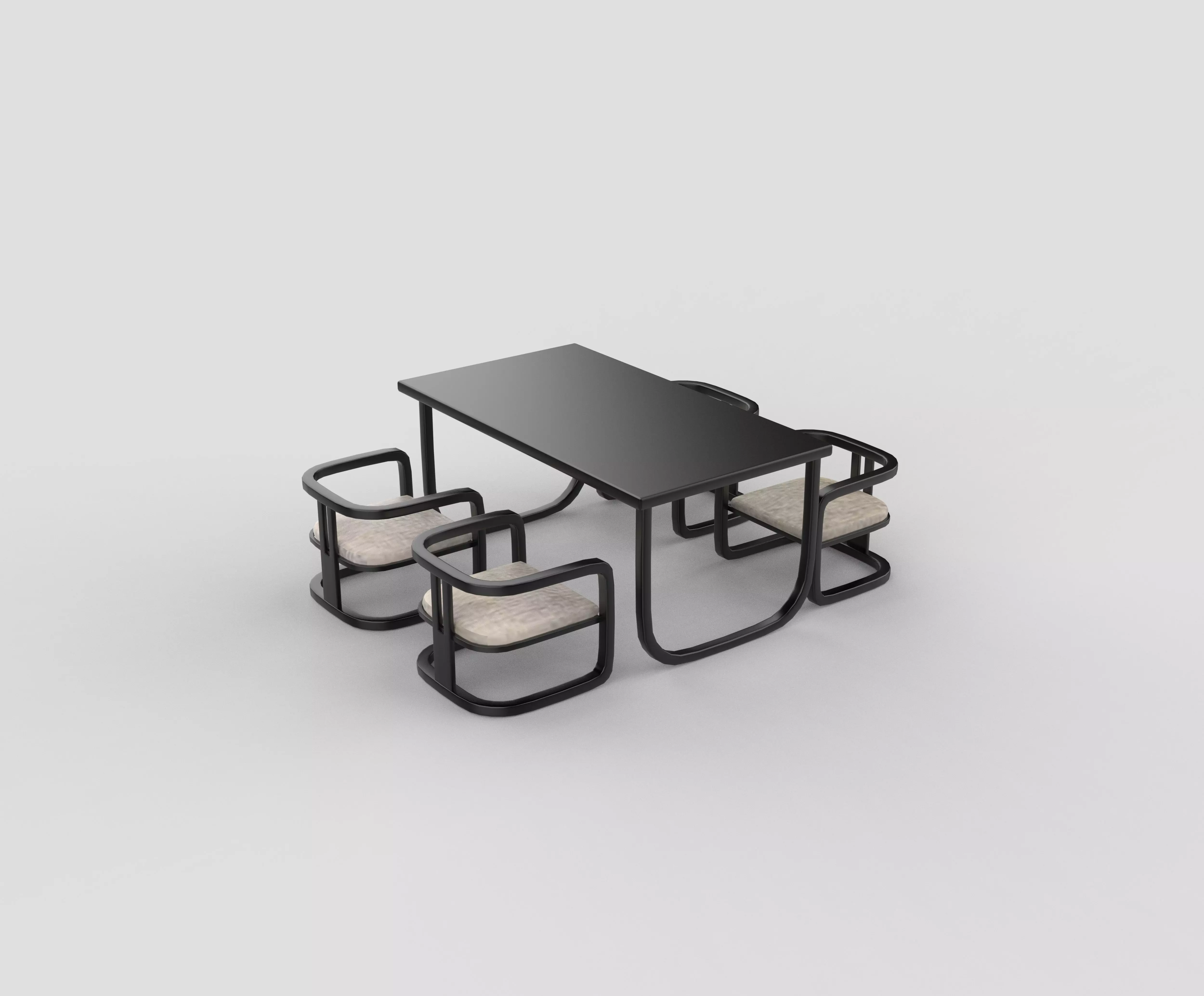 dining table and chairs set 3D model_3