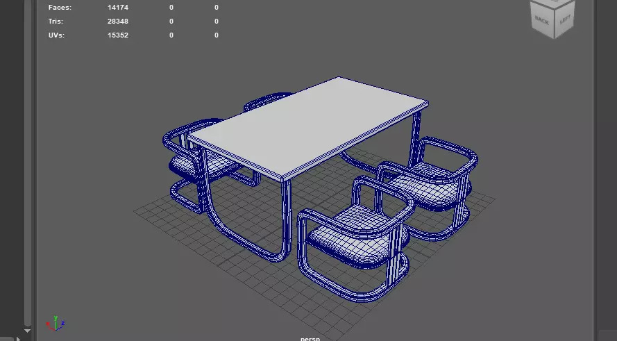 dining table and chairs set 3D model_15