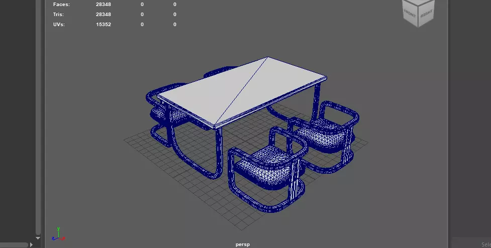 dining table and chairs set 3D model_14