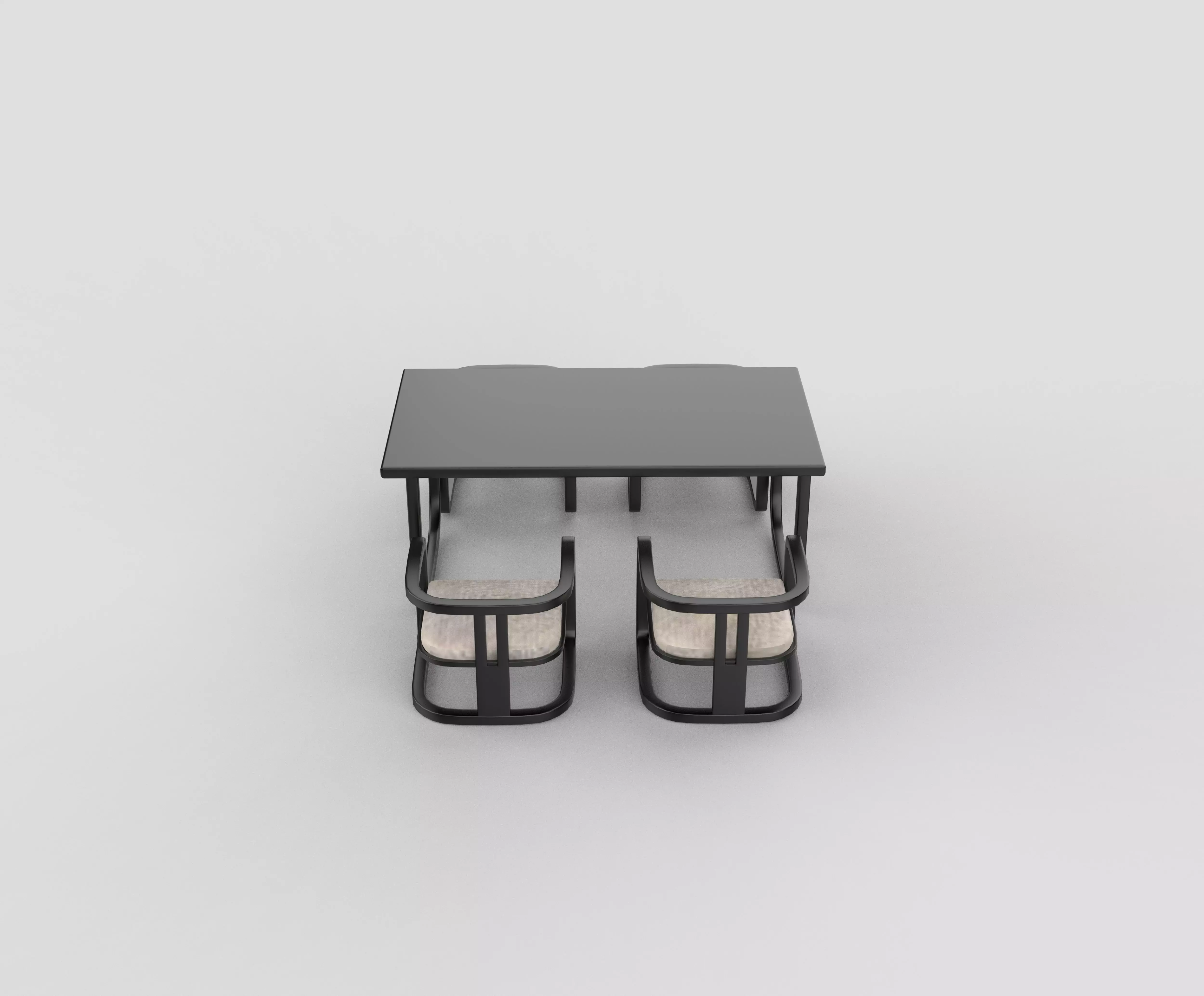 dining table and chairs set 3D model_2