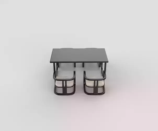 dining table and chairs set 3D model 2