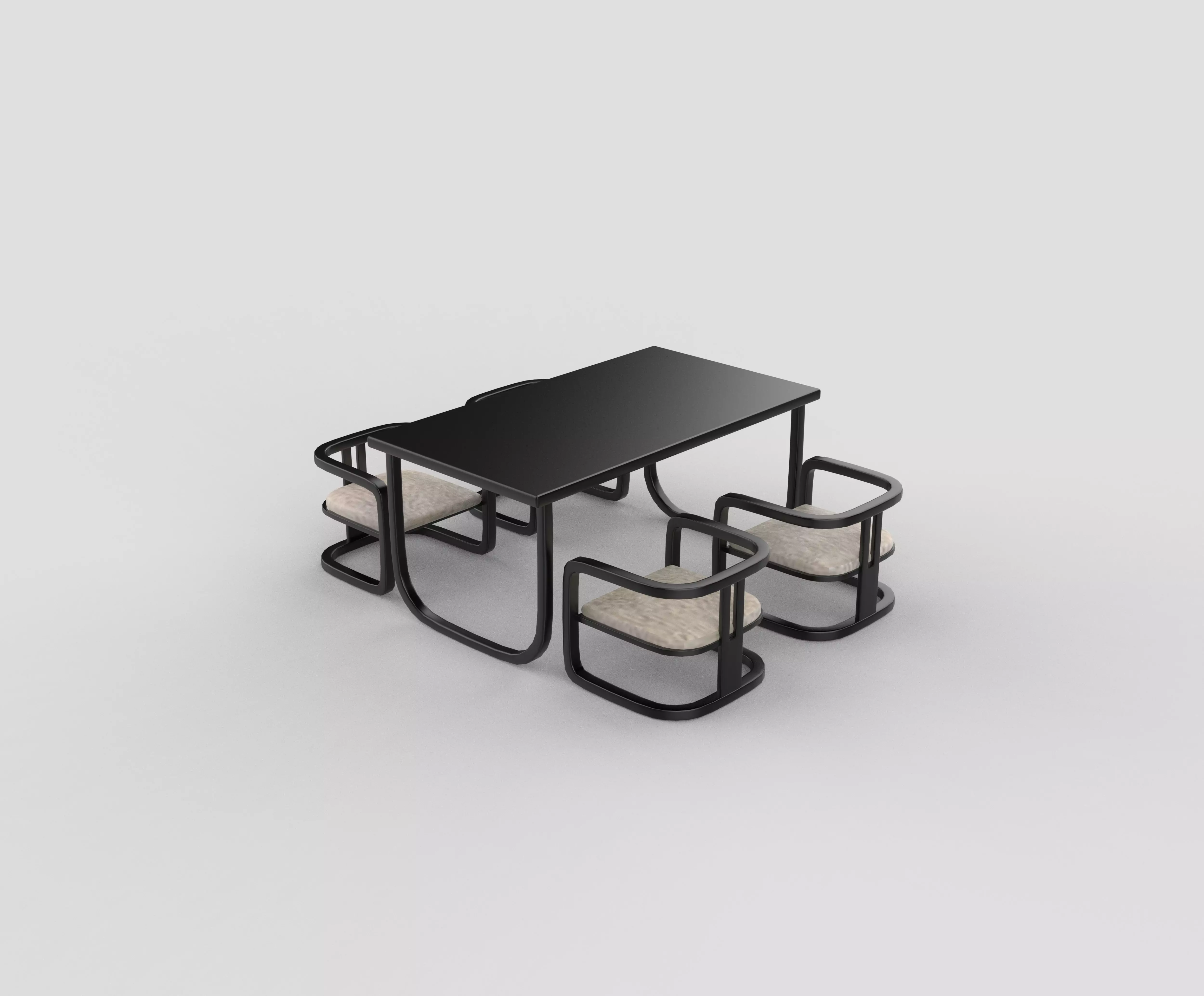 dining table and chairs set 3D model_4