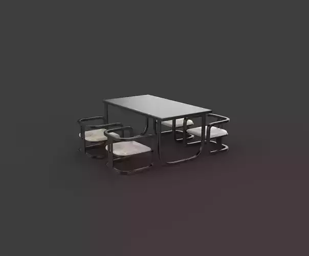 dining table and chairs set 3D model 6