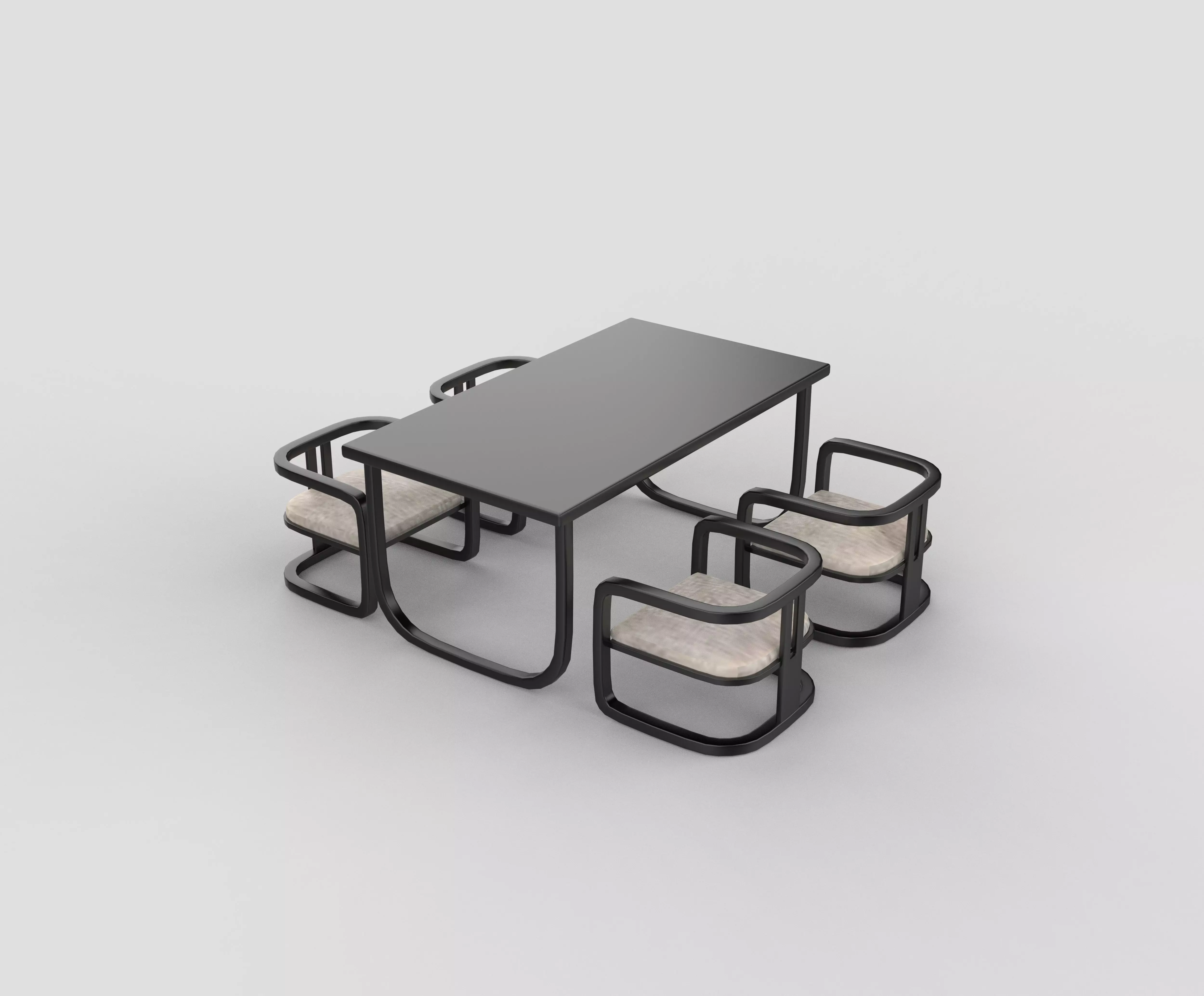 dining table and chairs set 3D model_0