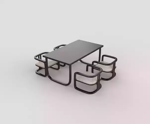dining table and chairs set 3D model dining table and chairs set 3D model